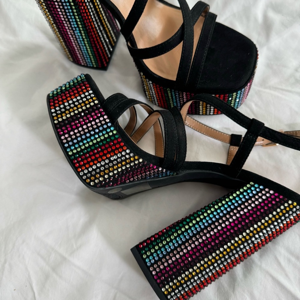 Jessica Simpson Multicolor Rhinestone Platform Heels